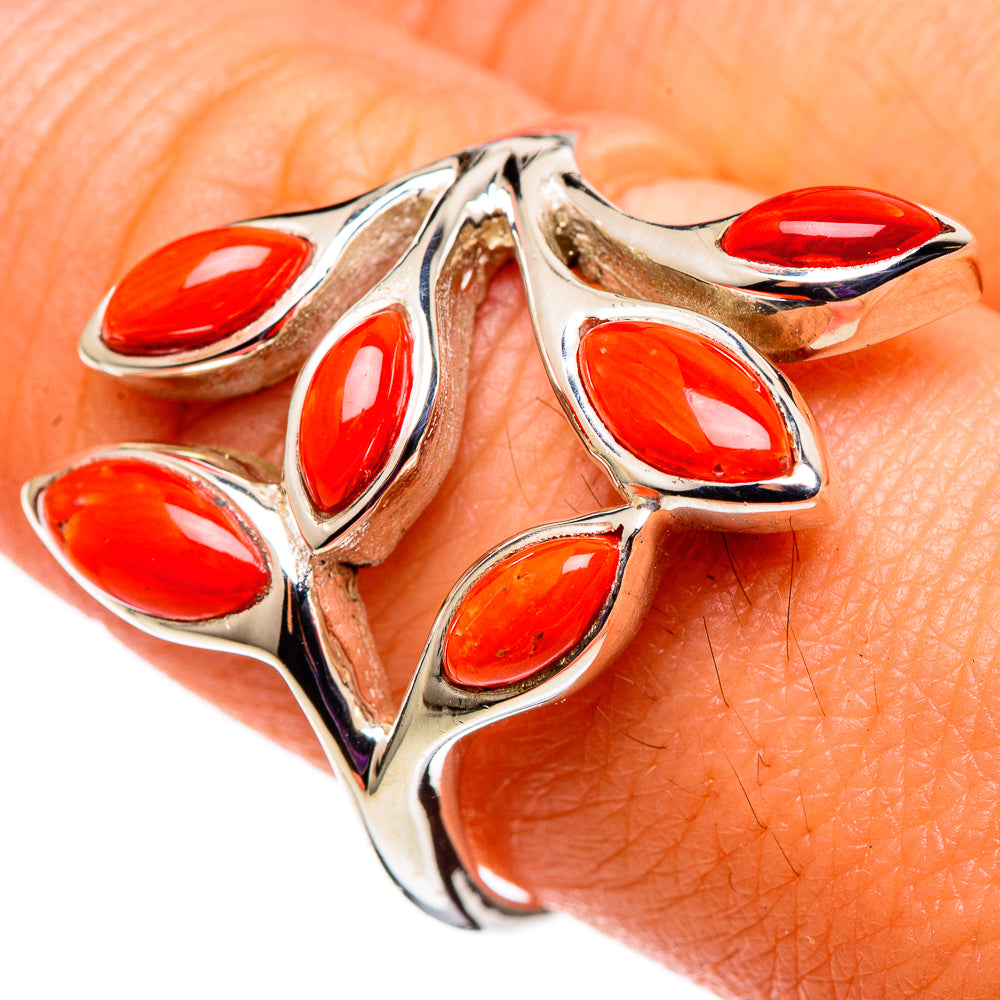 Mediterranean Red Coral Rings handcrafted by Ana Silver Co - RING100736