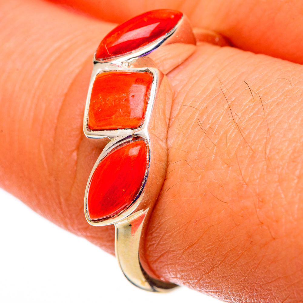 Mediterranean Red Coral Rings handcrafted by Ana Silver Co - RING100761