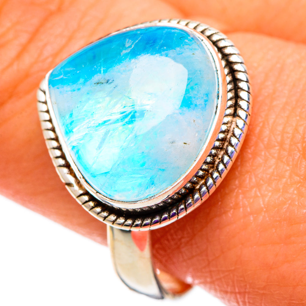 Rainbow Moonstone Rings handcrafted by Ana Silver Co - RING100776