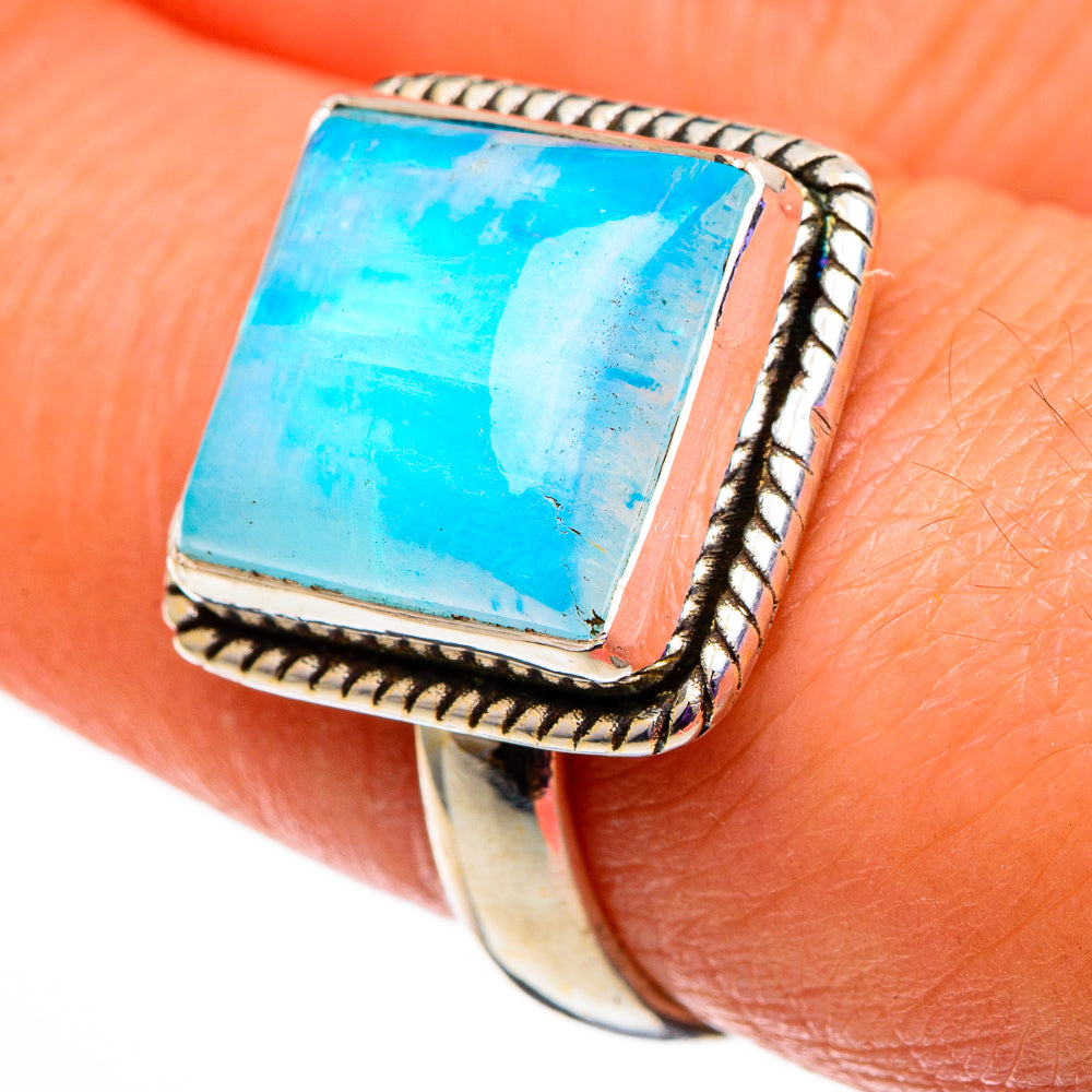Rainbow Moonstone Rings handcrafted by Ana Silver Co - RING100778