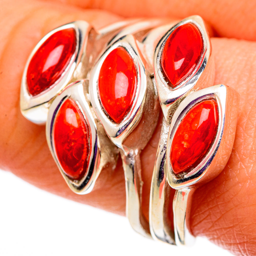 Mediterranean Red Coral Rings handcrafted by Ana Silver Co - RING100786