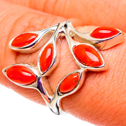 Mediterranean Red Coral Rings handcrafted by Ana Silver Co - RING100787