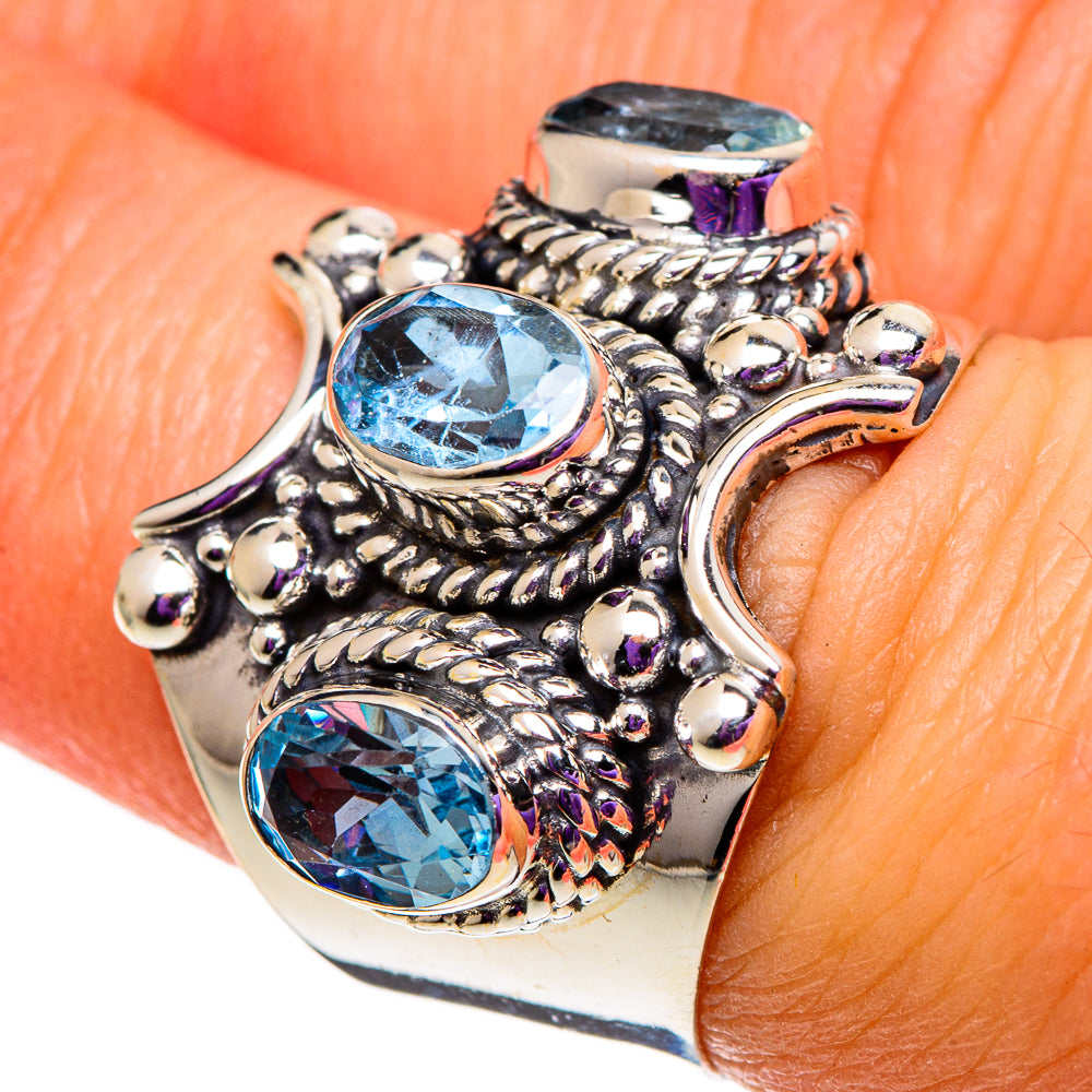 Blue Topaz Rings handcrafted by Ana Silver Co - RING100794