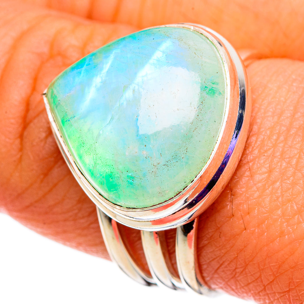 Green Moonstone Rings handcrafted by Ana Silver Co - RING100799