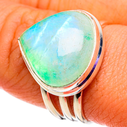 Green Moonstone Rings handcrafted by Ana Silver Co - RING100799