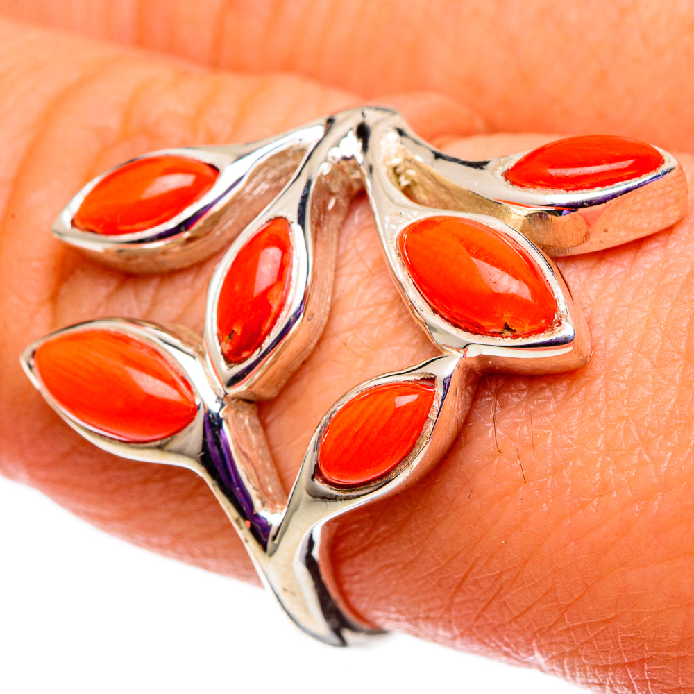 Mediterranean Red Coral Rings handcrafted by Ana Silver Co - RING100805