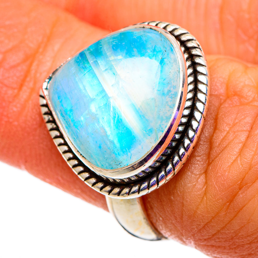 Rainbow Moonstone Rings handcrafted by Ana Silver Co - RING100814