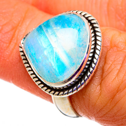 Rainbow Moonstone Rings handcrafted by Ana Silver Co - RING100814