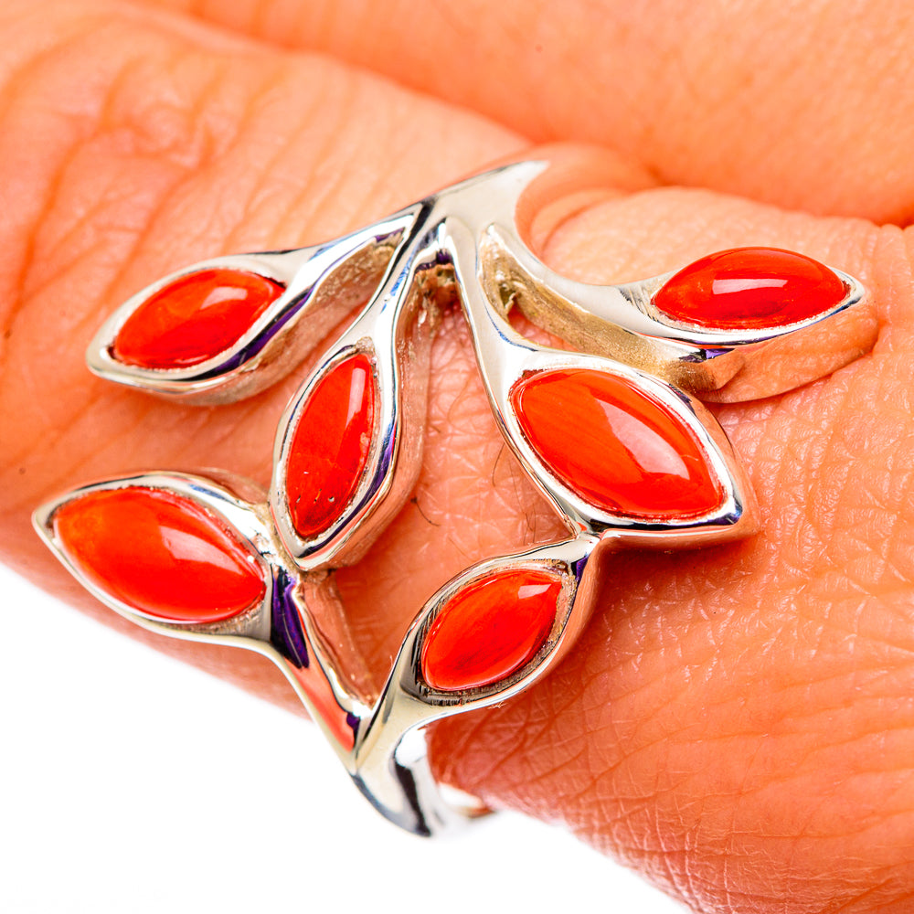 Mediterranean Red Coral Rings handcrafted by Ana Silver Co - RING100840