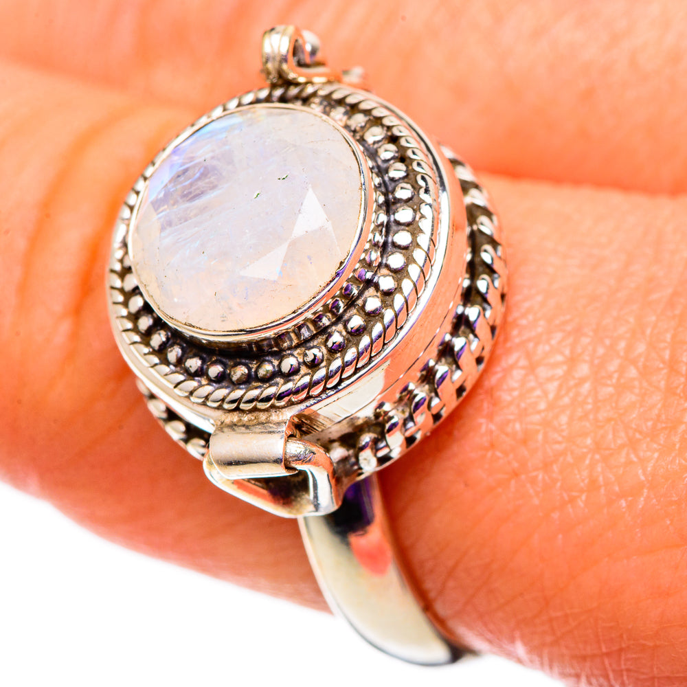 Rainbow Moonstone Rings handcrafted by Ana Silver Co - RING100844