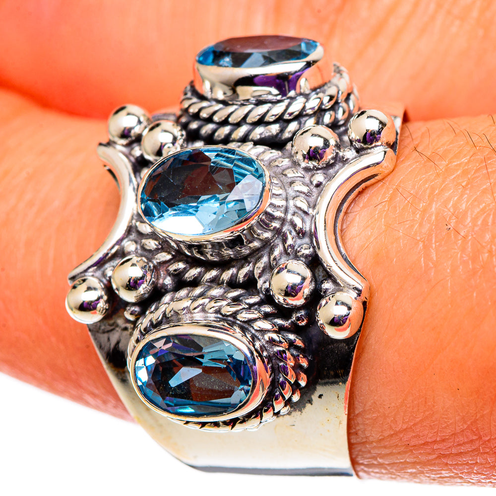 Swiss Blue Topaz Rings handcrafted by Ana Silver Co - RING100848