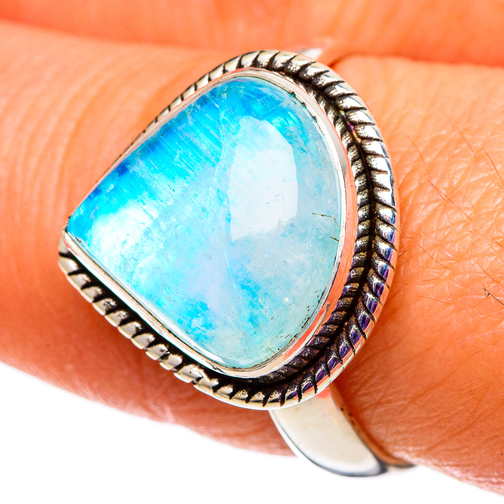 Rainbow Moonstone Rings handcrafted by Ana Silver Co - RING100849