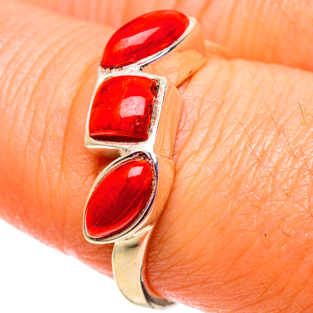 Mediterranean Red Coral Rings handcrafted by Ana Silver Co - RING100854