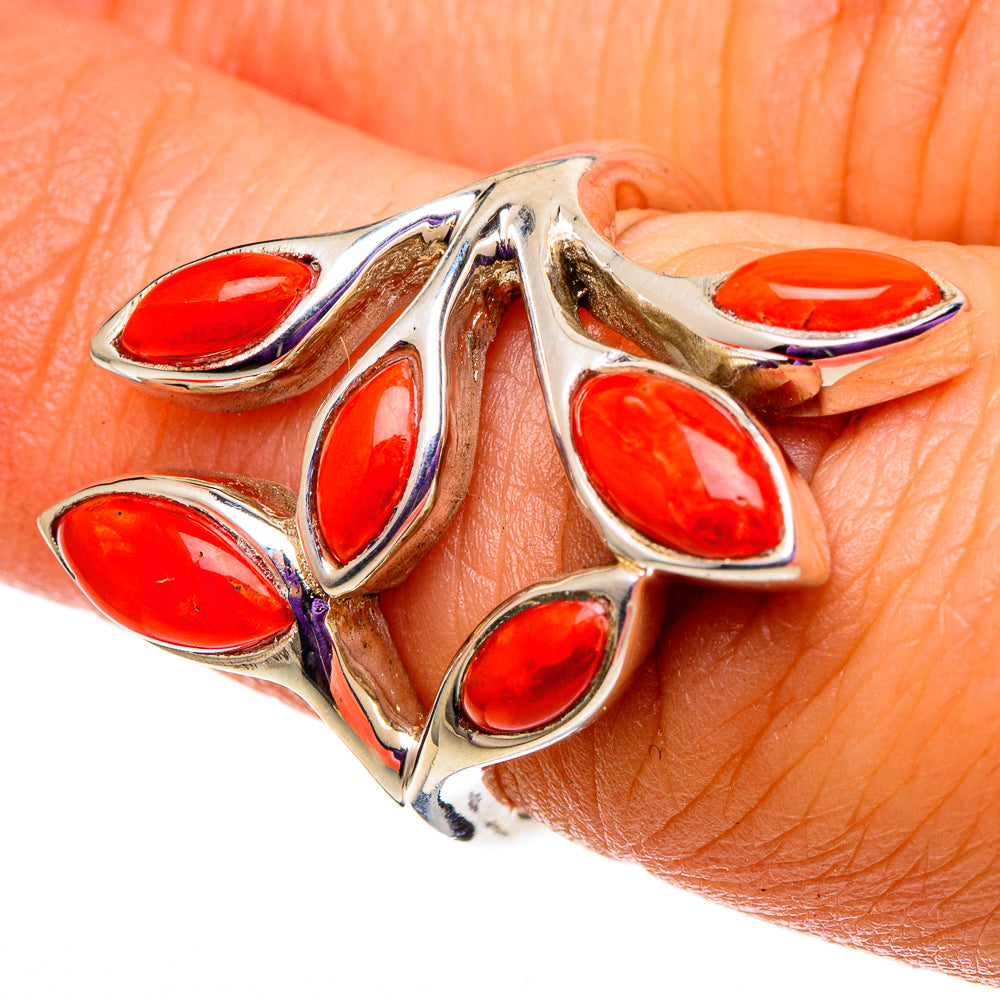 Mediterranean Red Coral Rings handcrafted by Ana Silver Co - RING100855