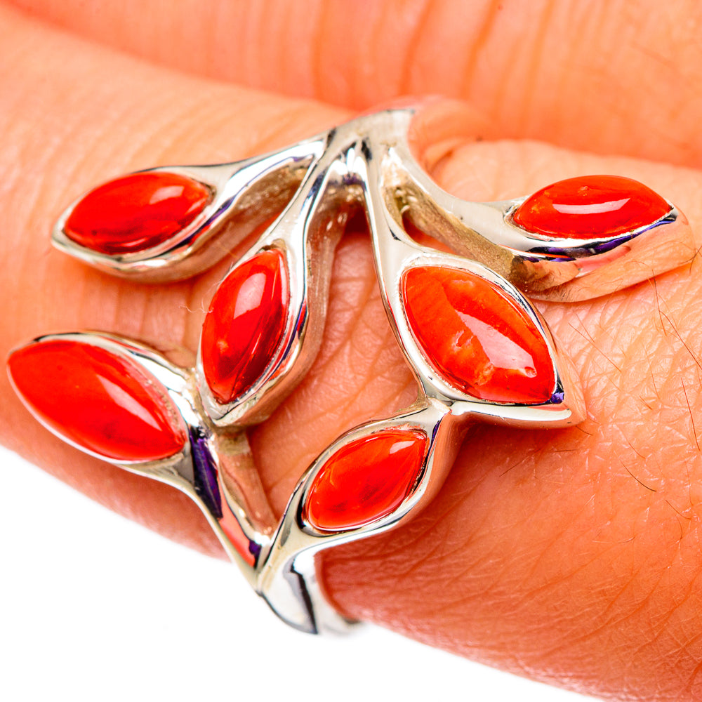 Mediterranean Red Coral Rings handcrafted by Ana Silver Co - RING100873