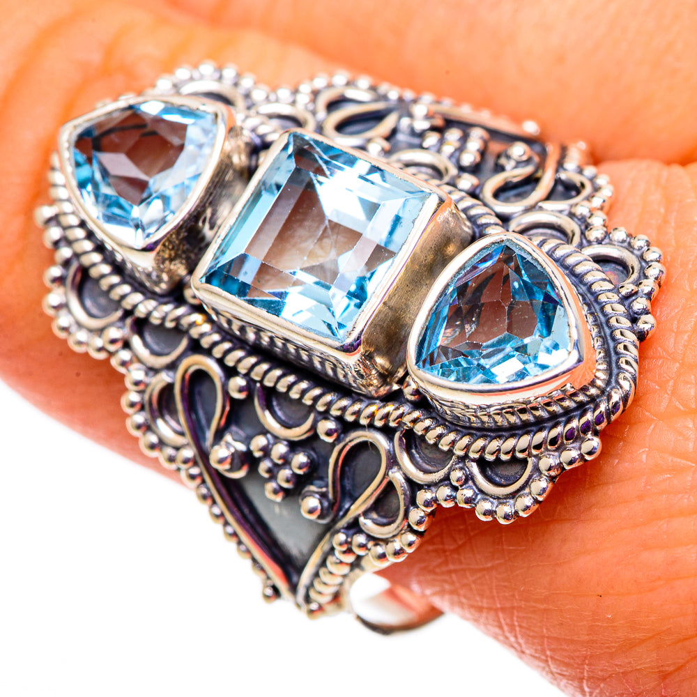 Blue Topaz Rings handcrafted by Ana Silver Co - RING100907