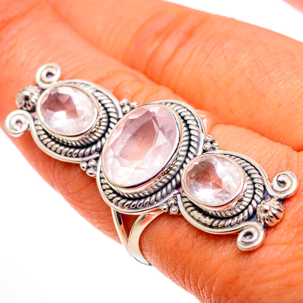 Rose Quartz Rings handcrafted by Ana Silver Co - RING100919