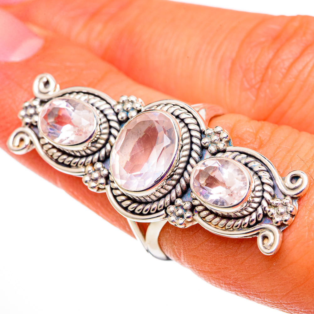 Rose Quartz Rings handcrafted by Ana Silver Co - RING100924