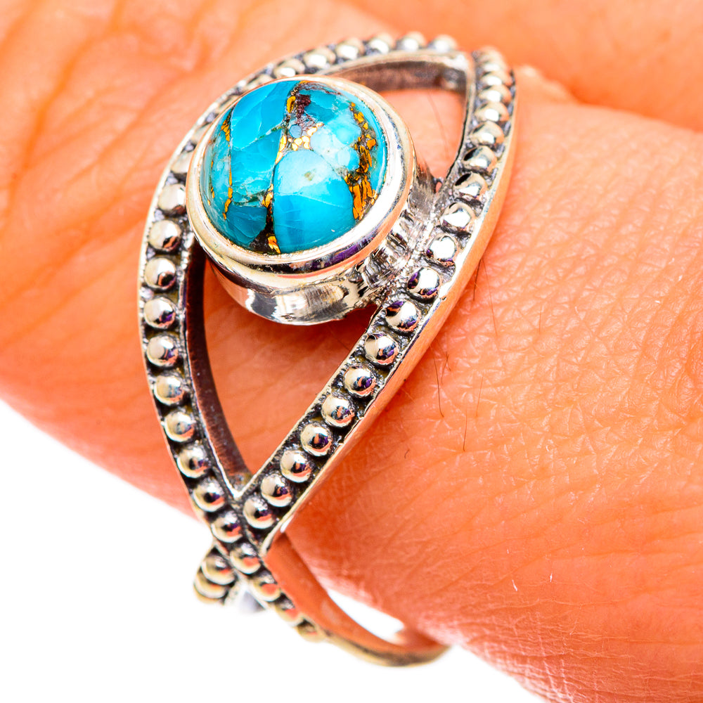 Blue Copper Composite Turquoise Rings handcrafted by Ana Silver Co - RING100932