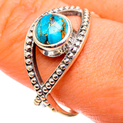 Blue Copper Composite Turquoise Rings handcrafted by Ana Silver Co - RING100932