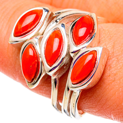 Mediterranean Red Coral Rings handcrafted by Ana Silver Co - RING100948