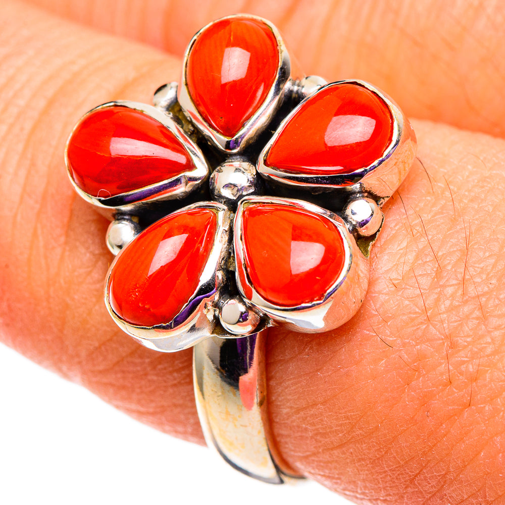 Mediterranean Red Coral Rings handcrafted by Ana Silver Co - RING100949