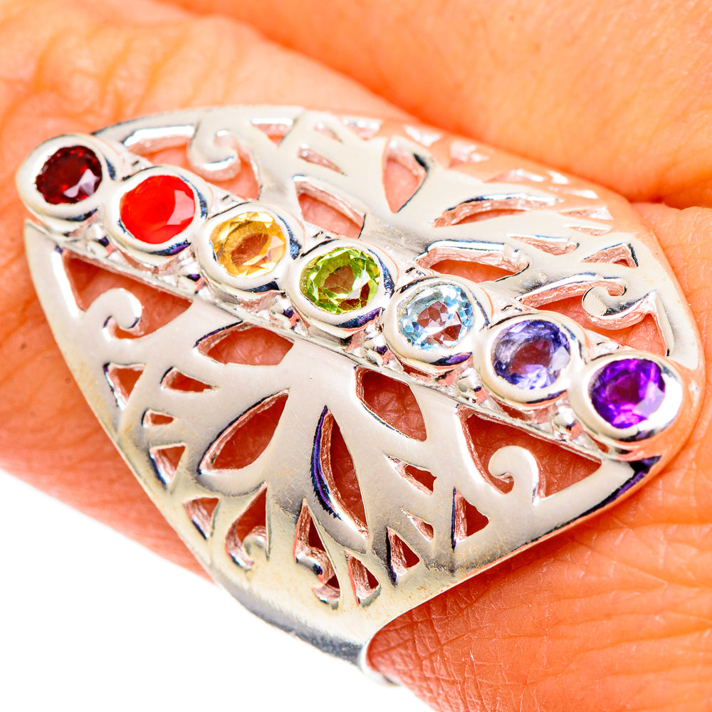 Rainbow Chakra Rings handcrafted by Ana Silver Co - RING100958
