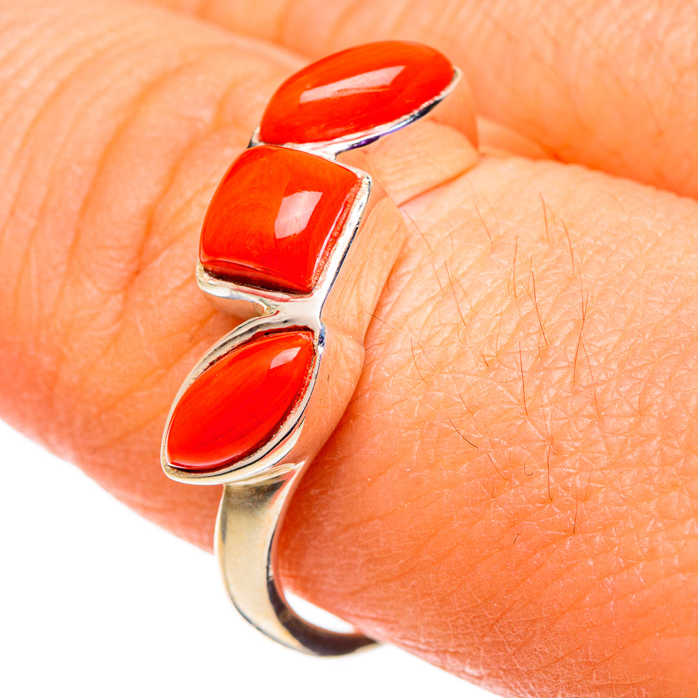 Mediterranean Red Coral Rings handcrafted by Ana Silver Co - RING100978