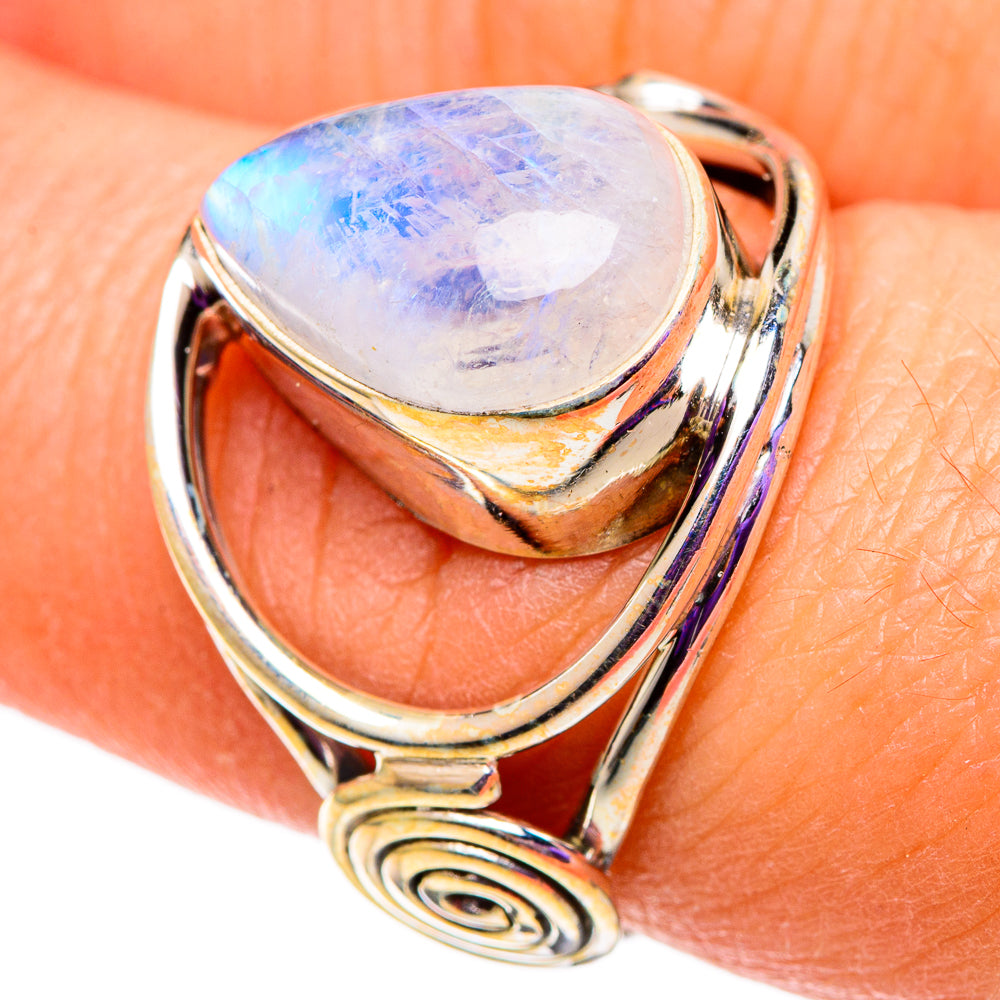 Rainbow Moonstone Rings handcrafted by Ana Silver Co - RING100985