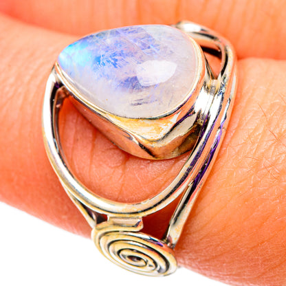 Rainbow Moonstone Rings handcrafted by Ana Silver Co - RING100985