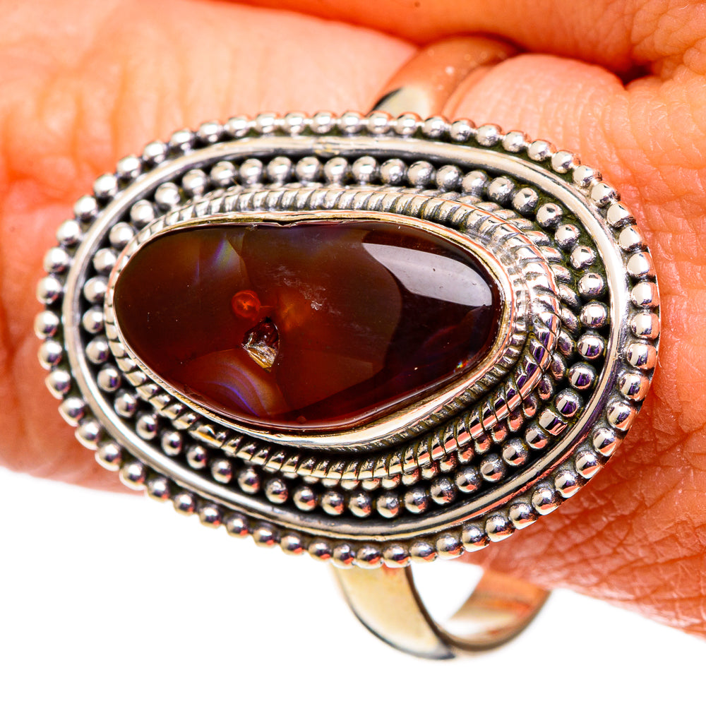 Mexican Fire Agate Rings handcrafted by Ana Silver Co - RING100998