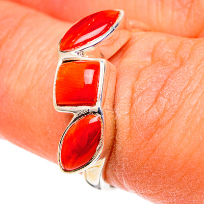 Mediterranean Red Coral Rings handcrafted by Ana Silver Co - RING101006