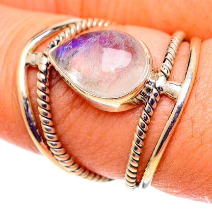 Rainbow Moonstone Rings handcrafted by Ana Silver Co - RING101013