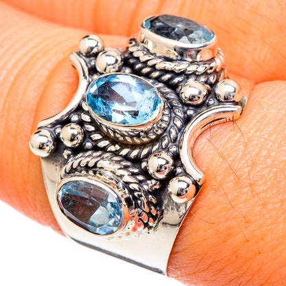 Blue Topaz Rings handcrafted by Ana Silver Co - RING101022