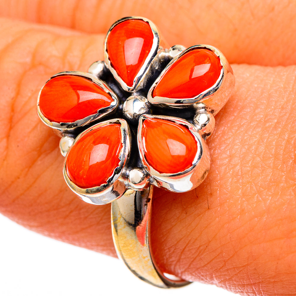 Mediterranean Red Coral Rings handcrafted by Ana Silver Co - RING101039