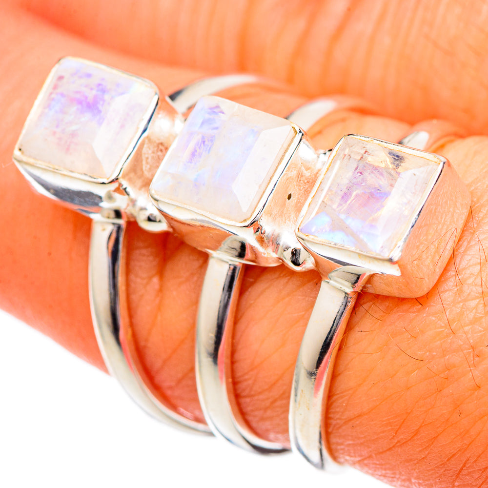 Rainbow Moonstone Rings handcrafted by Ana Silver Co - RING101045
