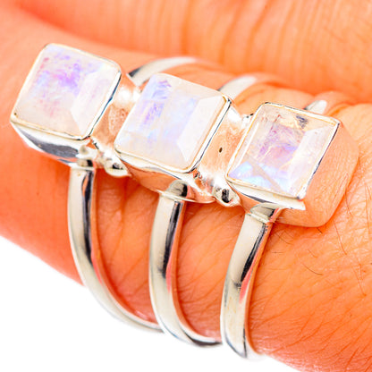 Rainbow Moonstone Rings handcrafted by Ana Silver Co - RING101045