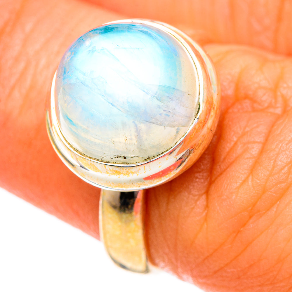 Rainbow Moonstone Rings handcrafted by Ana Silver Co - RING101057