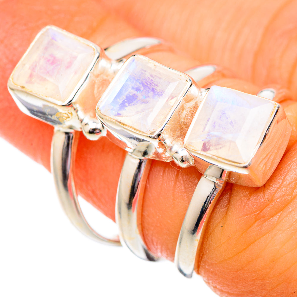 Rainbow Moonstone Rings handcrafted by Ana Silver Co - RING101076