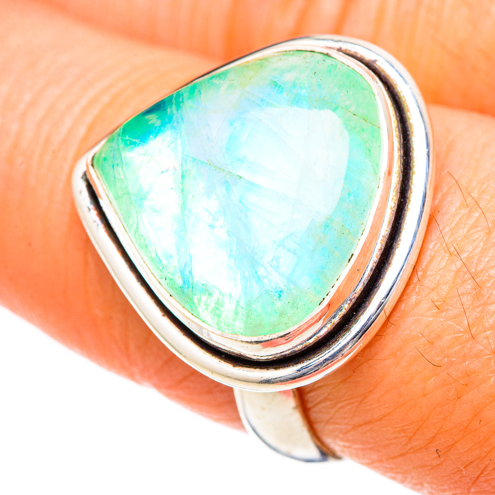 Green Moonstone Rings handcrafted by Ana Silver Co - RING101088