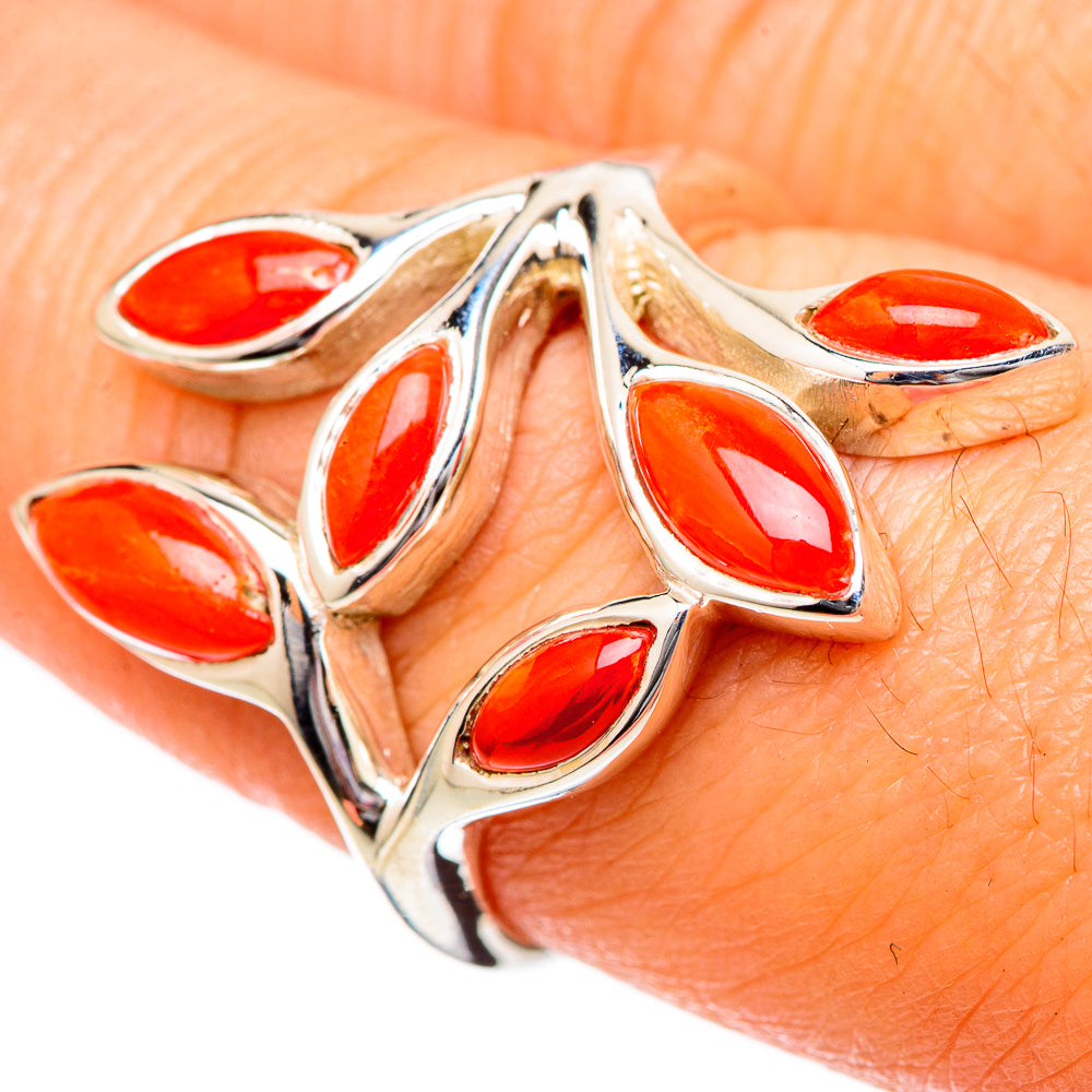 Mediterranean Red Coral Rings handcrafted by Ana Silver Co - RING101096