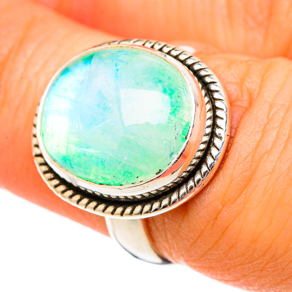 Green Moonstone Rings handcrafted by Ana Silver Co - RING101133