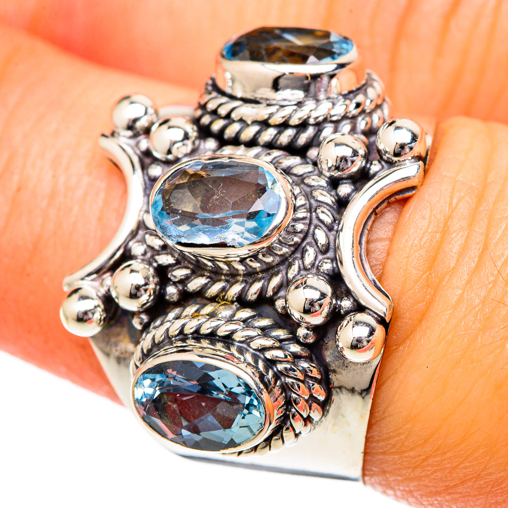 Blue Topaz Rings handcrafted by Ana Silver Co - RING101146