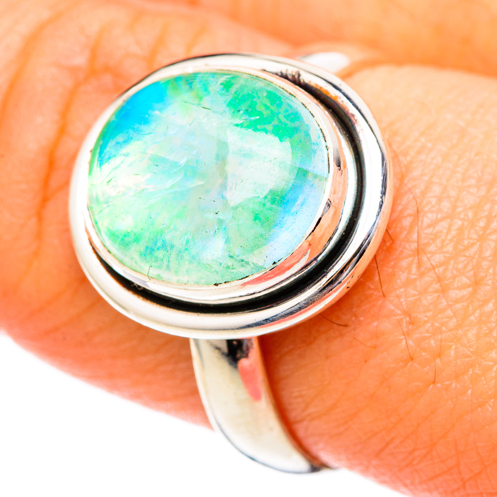Green Moonstone Rings handcrafted by Ana Silver Co - RING101149