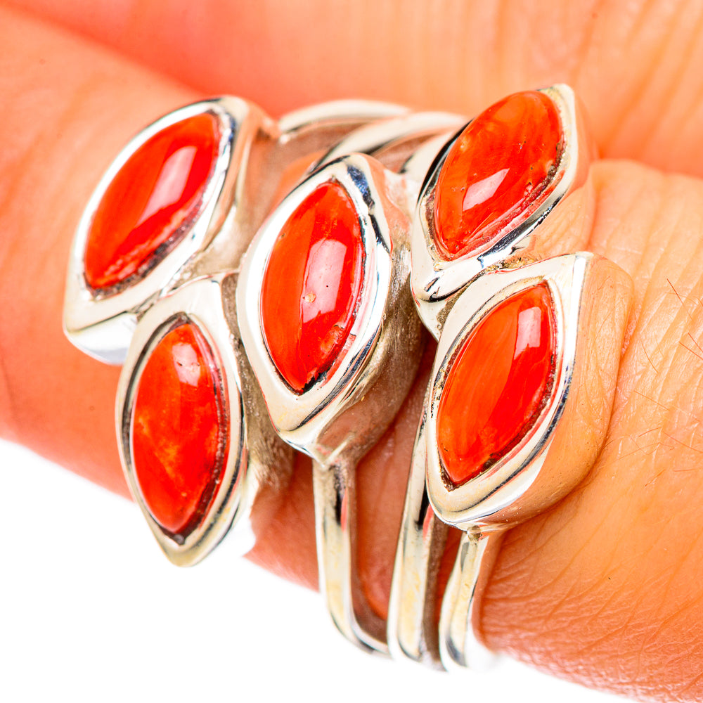 Mediterranean Red Coral Rings handcrafted by Ana Silver Co - RING101154