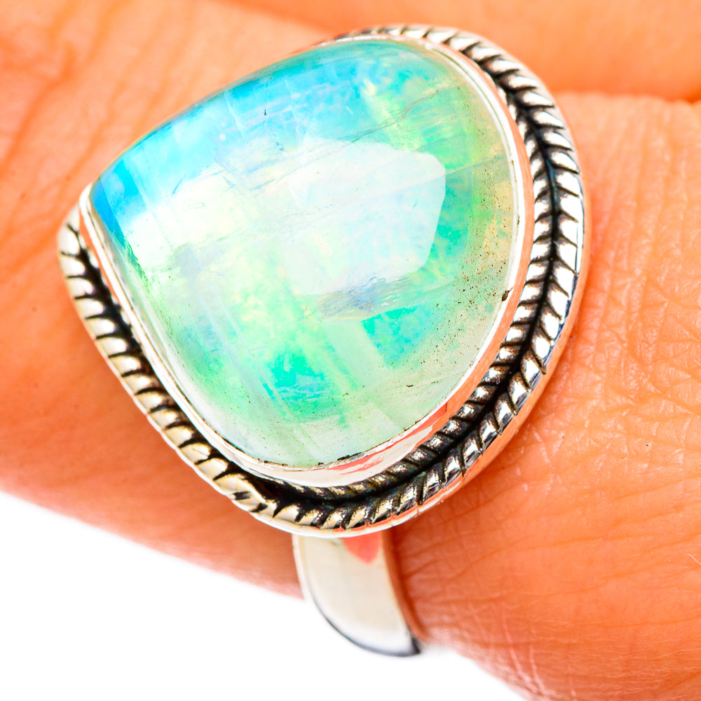 Green Moonstone Rings handcrafted by Ana Silver Co - RING101165