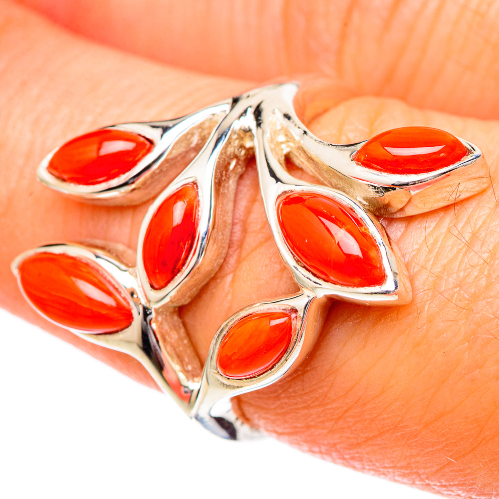 Mediterranean Red Coral Rings handcrafted by Ana Silver Co - RING101169