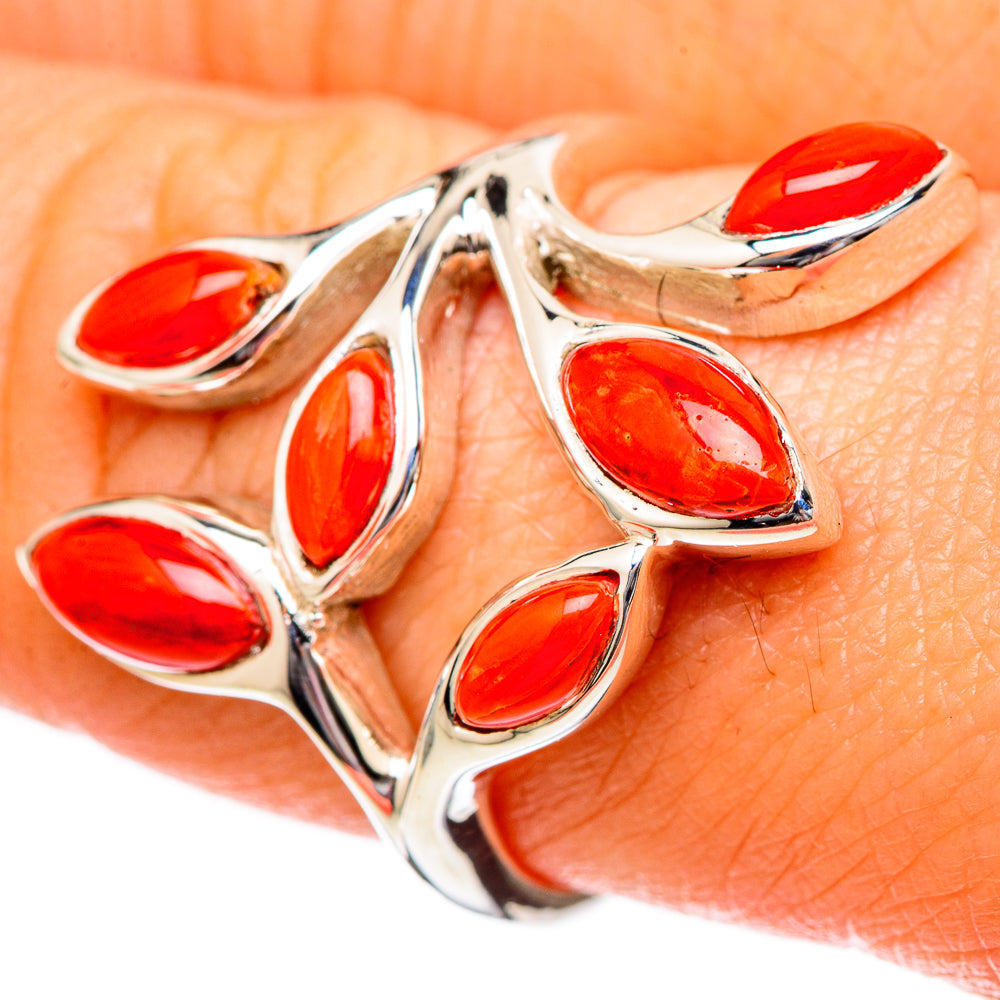 Mediterranean Red Coral Rings handcrafted by Ana Silver Co - RING101183