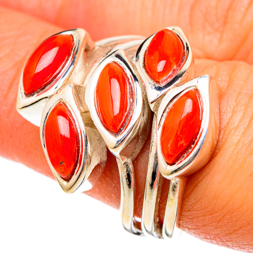 Mediterranean Red Coral Rings handcrafted by Ana Silver Co - RING101209