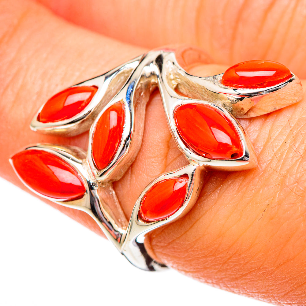 Mediterranean Red Coral Rings handcrafted by Ana Silver Co - RING101210